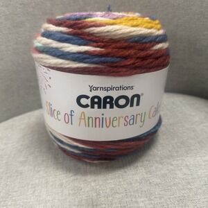 Caron‎ Yarn Slice of Anniversary Cake In Book Club Super Bulky Rainbow Acrylic
